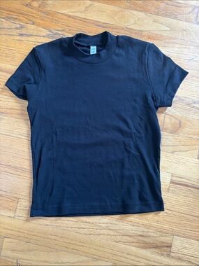 [NWOT] LOS ANGELES APPAREL Mockneck Cap Sleeve Baby Rib Tee